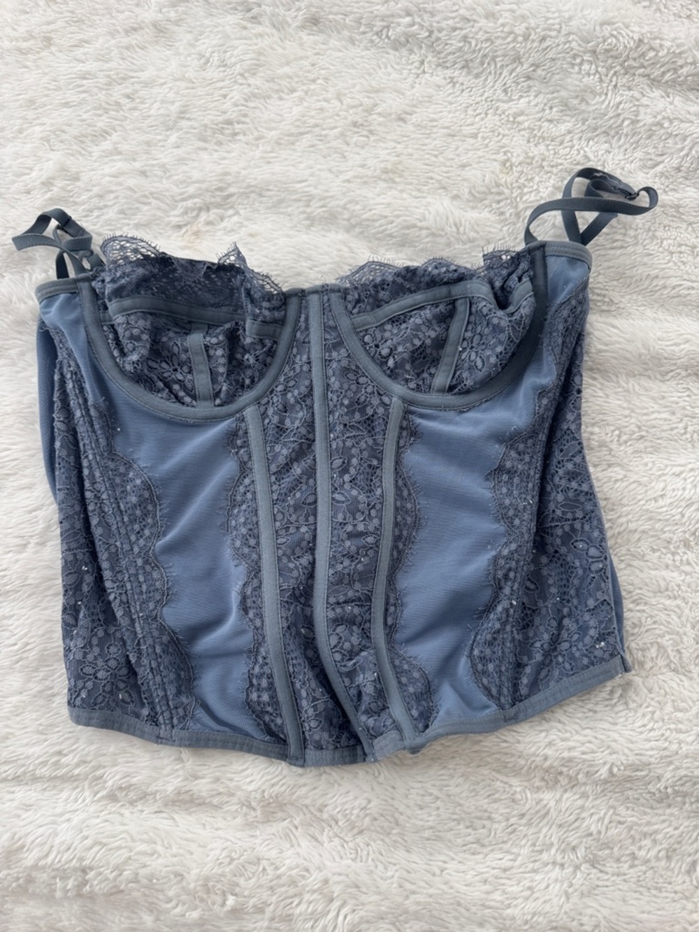 LG Slate Blue Lace Corset Bustier